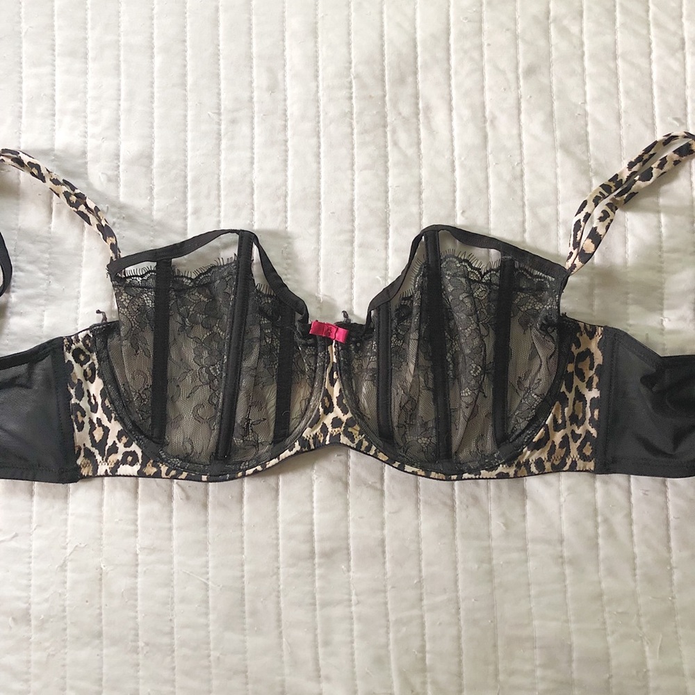 Cacique Lane Bryant Leopard & Lace Bra Size 38DDD